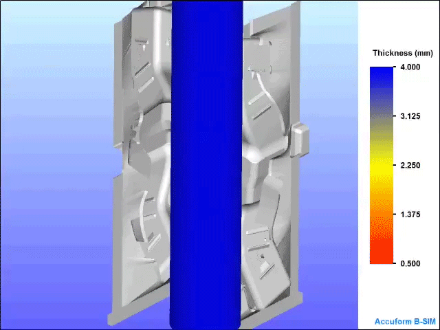 A blow molding simulation of a seatbelt sleeve.