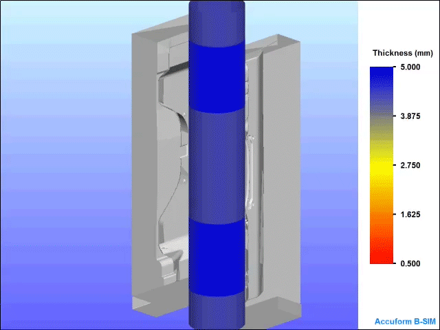 A blow molding simulation of an HVAC part.