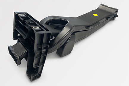 Blow molded HVAC duct assembly for an automotive HVAC system.