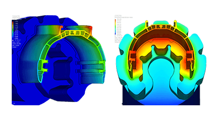 A screenshot of QForm Extrusion simulation results for an aluminum extrusion profile.